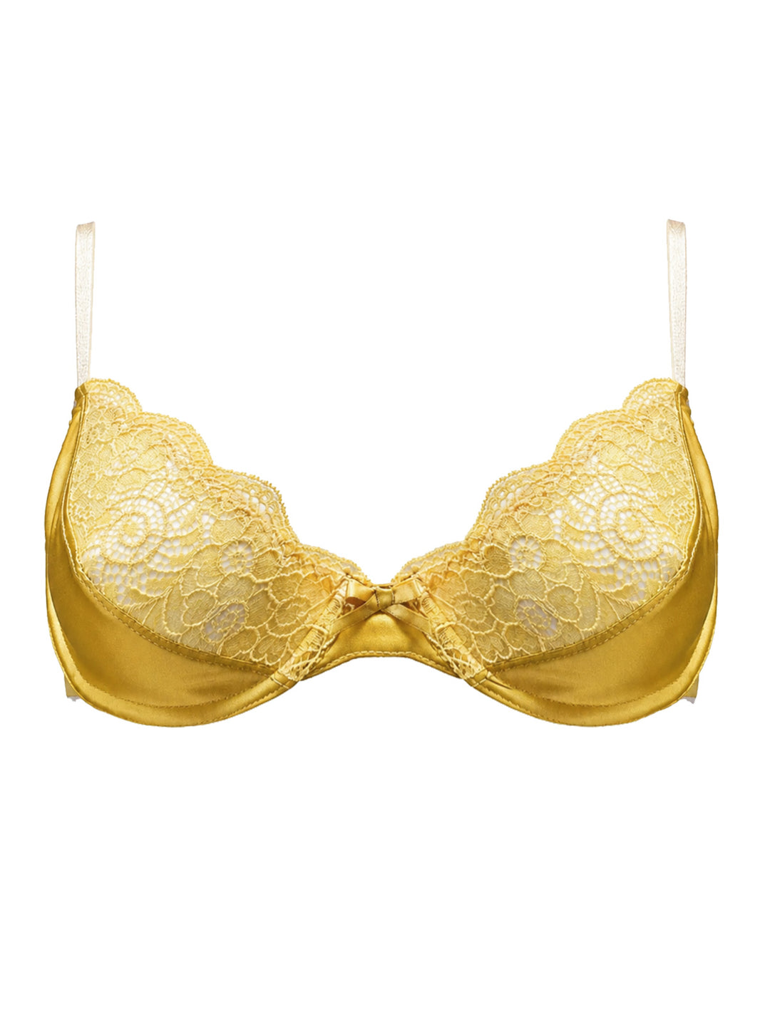 Aurelia gold silk underwire plunge bra - handmade luxury lingerie by Ayten Gasson Brighton