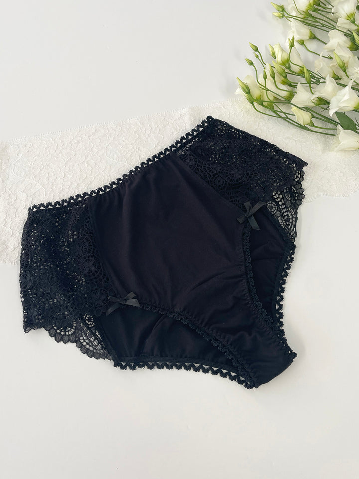 Ava organic bamboo knicker lifestyle - sustainable luxury lingerie with soft lace side panels
