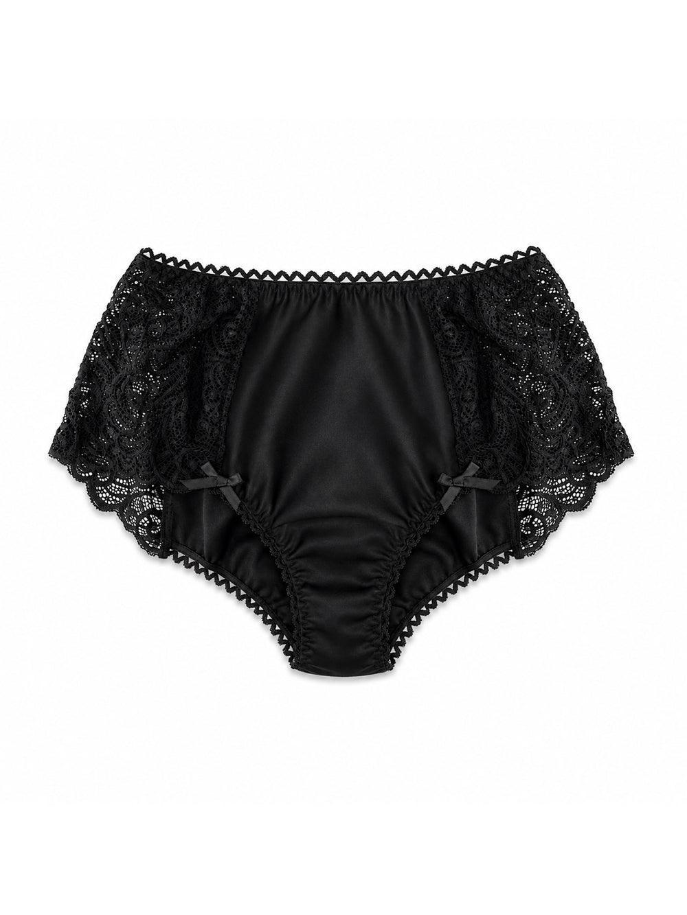 Organic bamboo high-waisted knicker with Oeko-Tex lace - eco-friendly handmade luxury lingerie