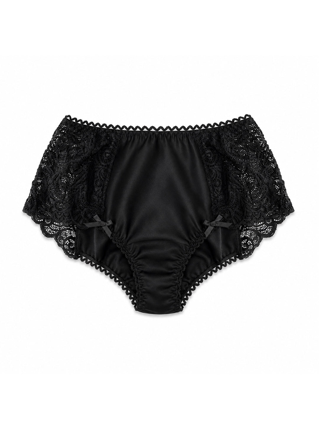 Organic bamboo high-waisted knicker with Oeko-Tex lace - eco-friendly handmade luxury lingerie