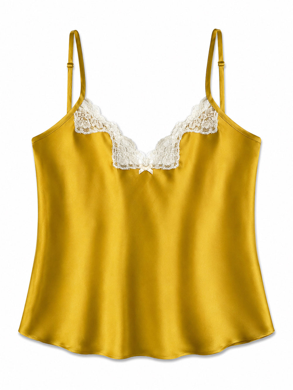 Luxury yellow bamboo silk camisole with bias-cut and adjustable straps - eco-friendly handmade nightwear