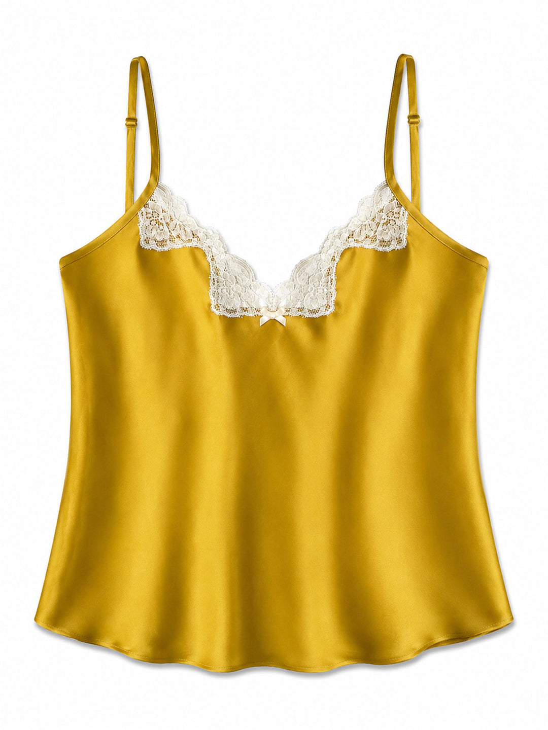 Luxury yellow bamboo silk camisole with bias-cut and adjustable straps - eco-friendly handmade nightwear