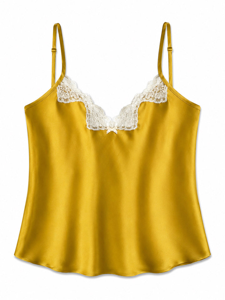 Luxury yellow bamboo silk camisole with bias-cut and adjustable straps - eco-friendly handmade nightwear