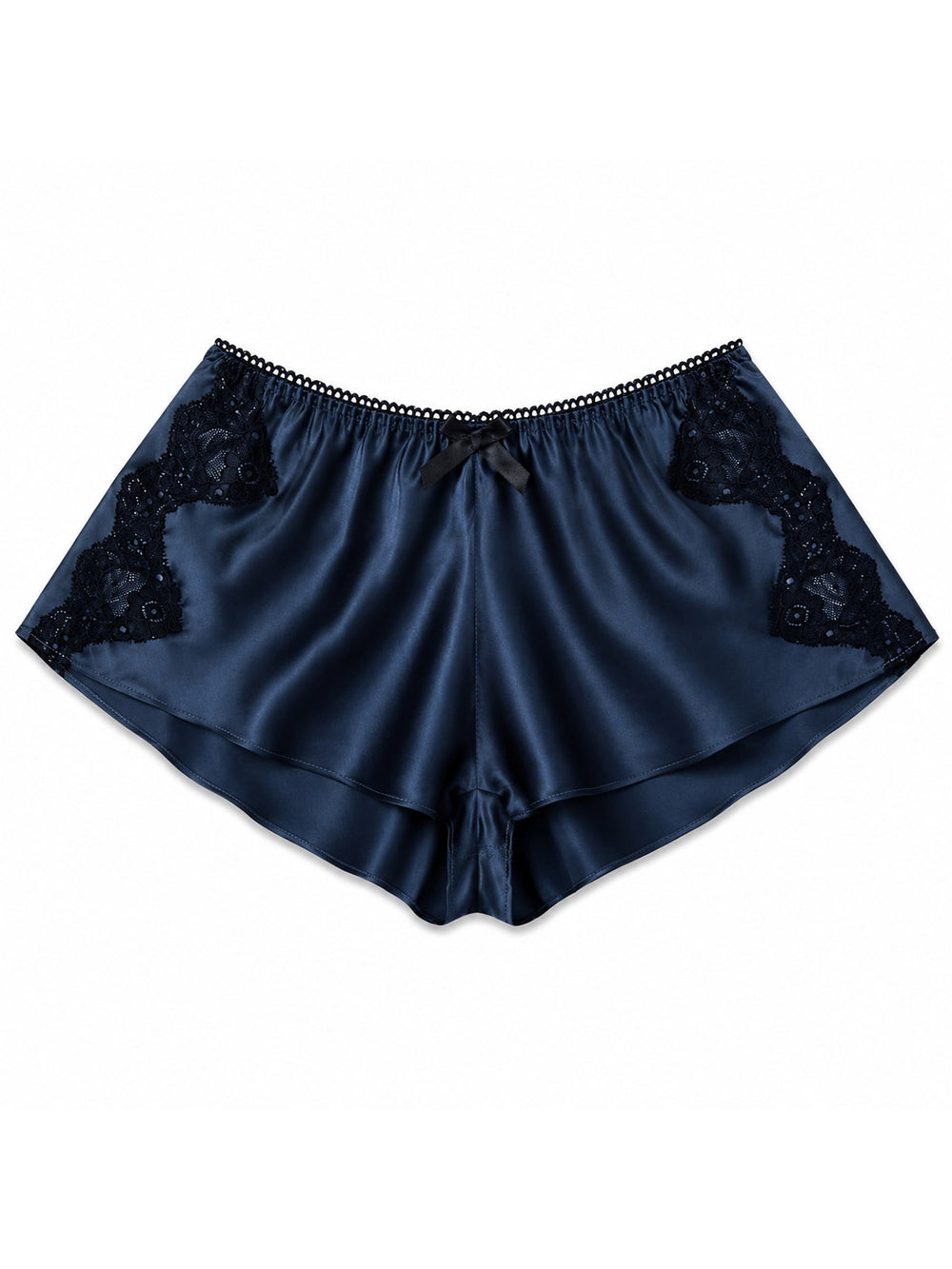 Luxury blue bamboo French knicker with lace trim - eco-friendly handmade lingerie made in Brighton