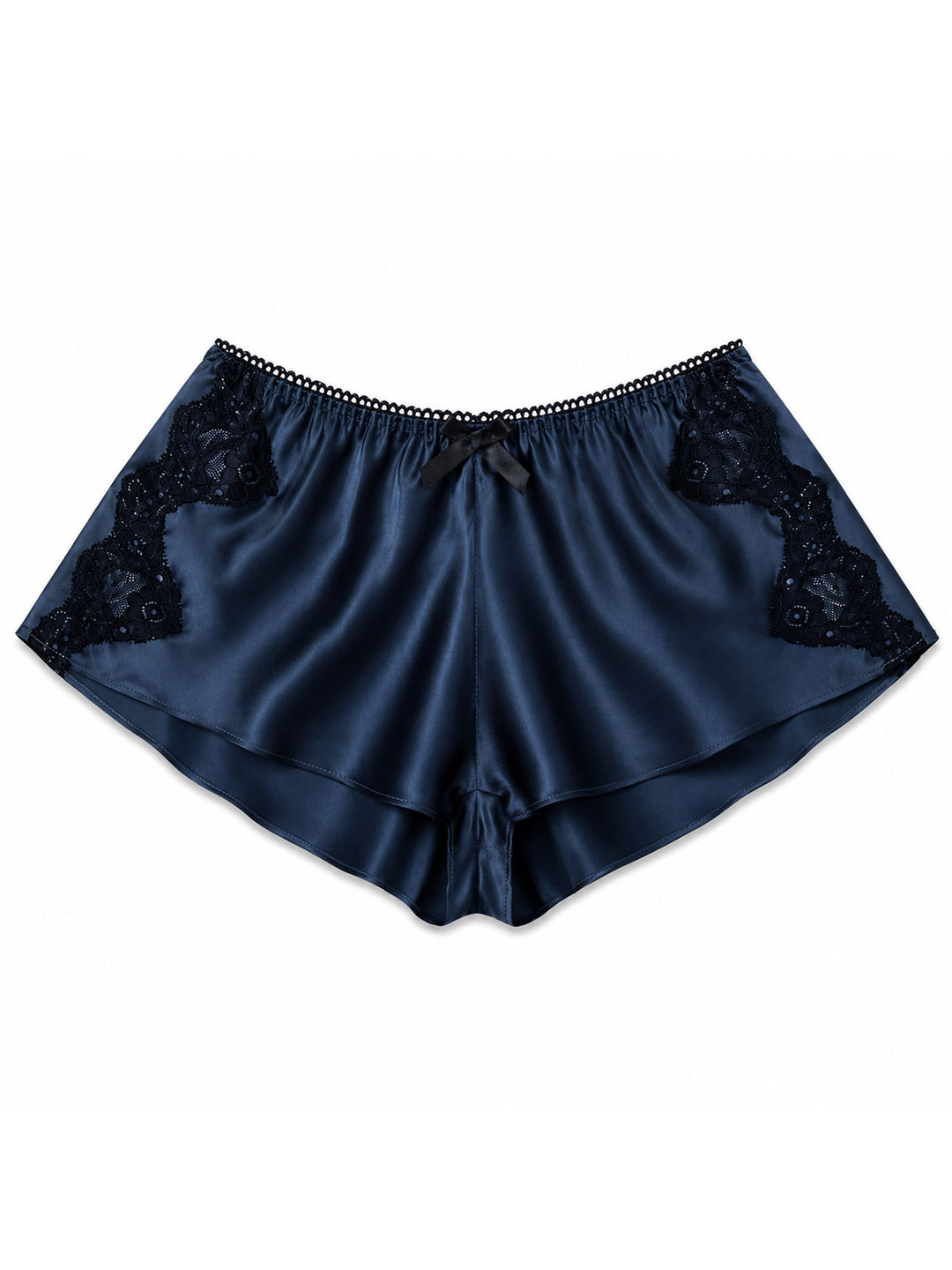 Luxury blue bamboo French knicker with lace trim - eco-friendly handmade lingerie made in Brighton