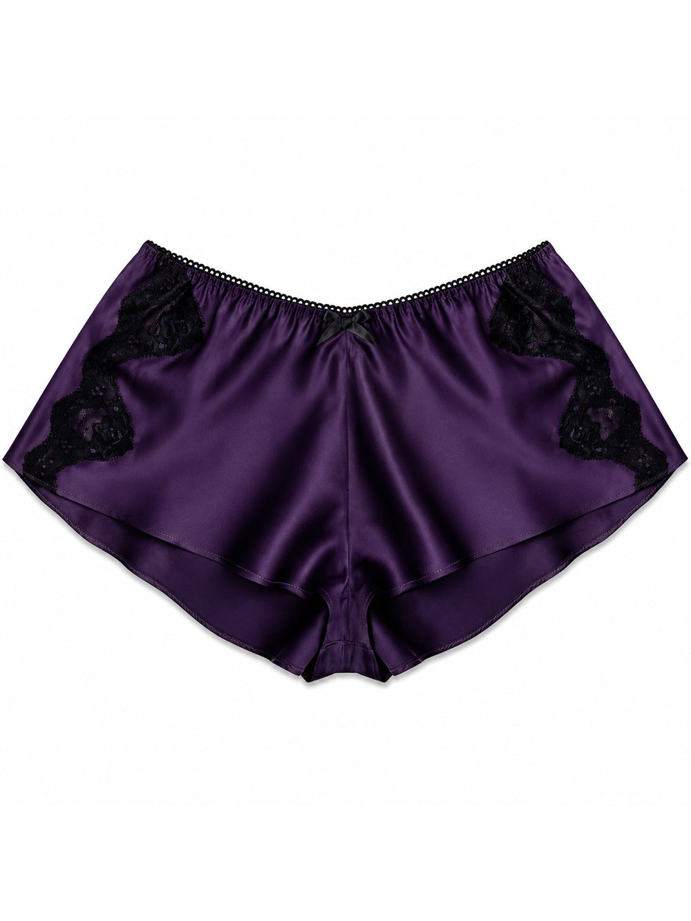 Luxury plum bamboo French knicker with lace detail - eco-friendly handmade lingerie made in UK