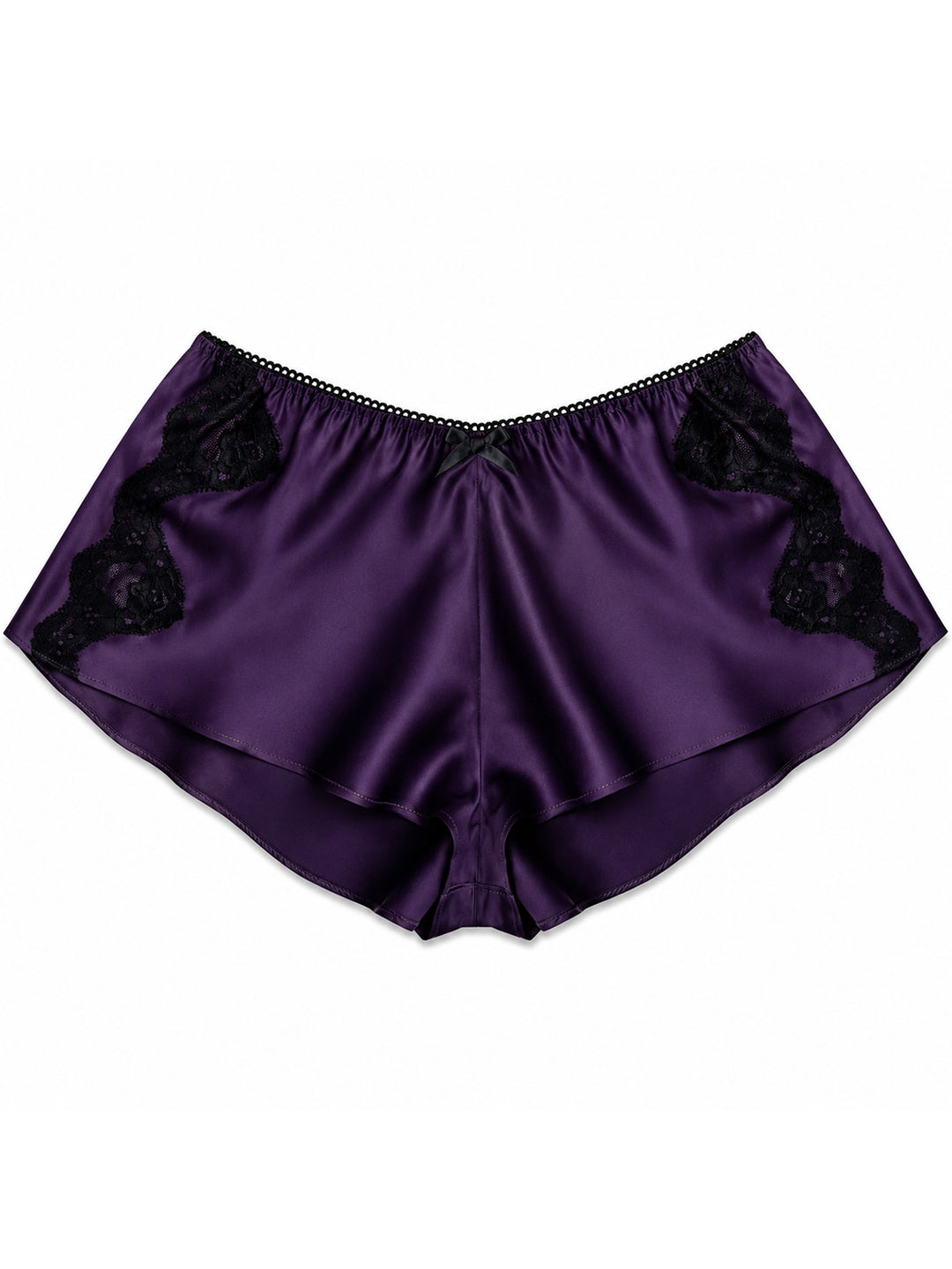 Luxury plum bamboo French knicker with lace detail - eco-friendly handmade lingerie made in UK