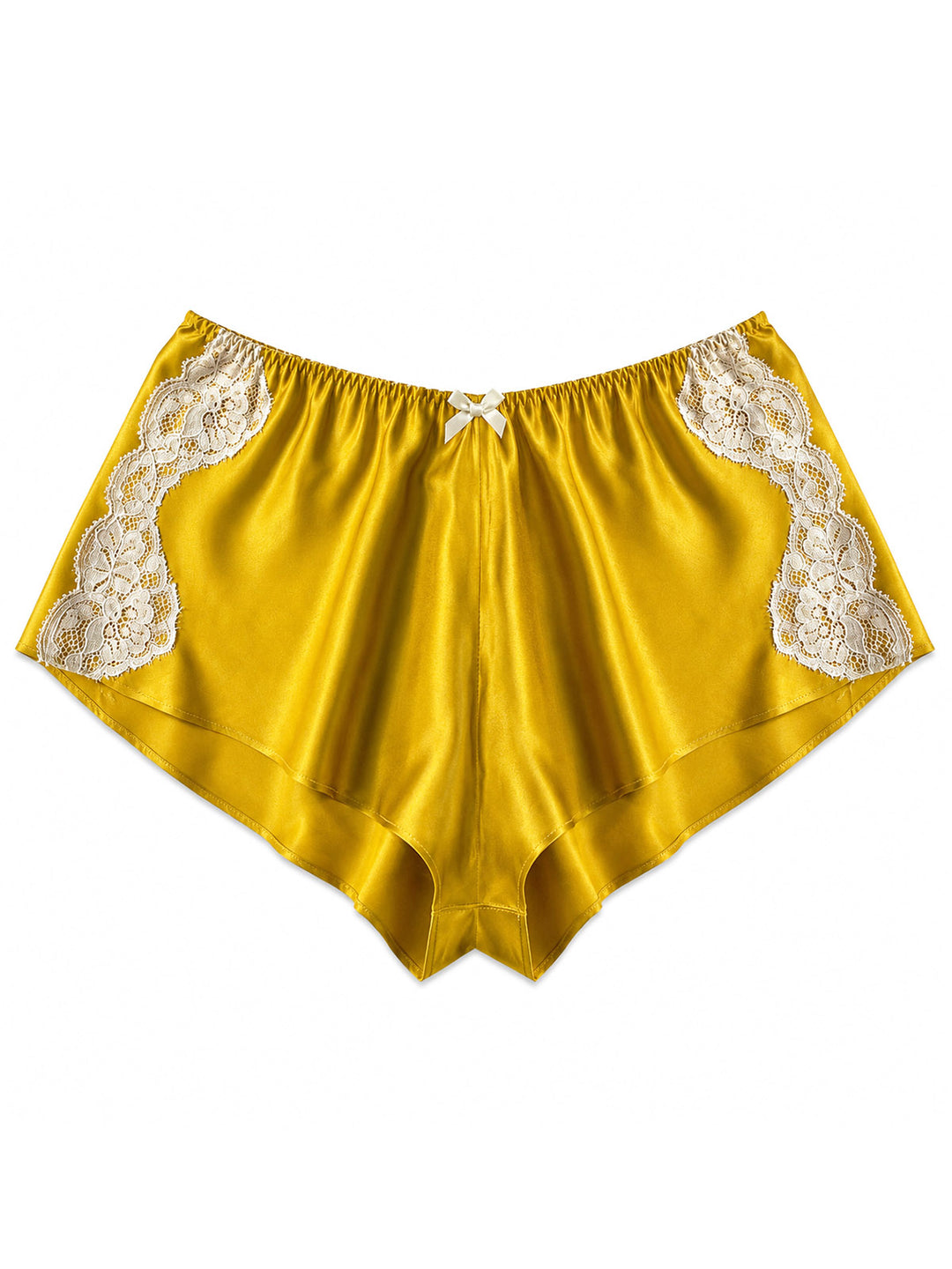 Luxury yellow bamboo French knicker with lace detail - eco-friendly handmade lingerie made in UK