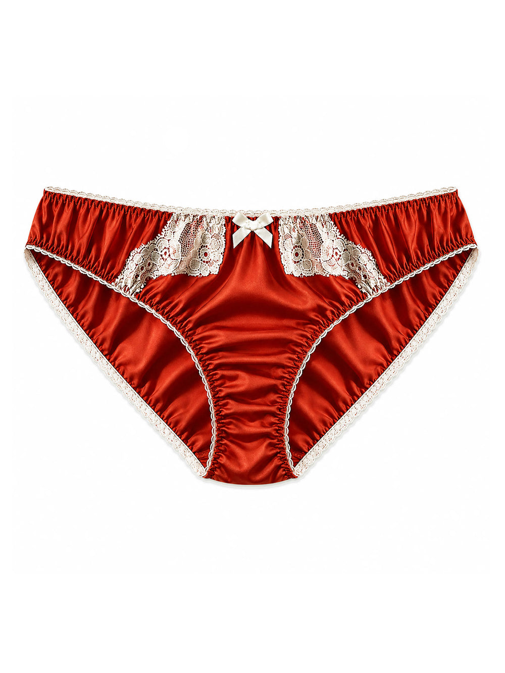 Luxury orange bamboo knicker with lace trim - eco-friendly handmade lingerie made in Brighton