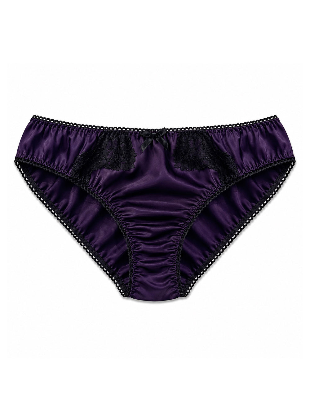 Luxury plum bamboo knicker with lace detail - eco-friendly handmade lingerie made in UK