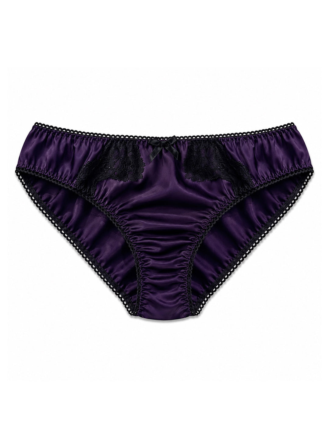 Luxury plum bamboo knicker with lace detail - eco-friendly handmade lingerie made in UK