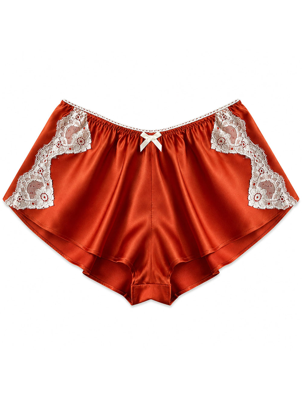 Bella orange organic bamboo French knicker with lace trim - sustainable luxury lingerie by Ayten Gasson