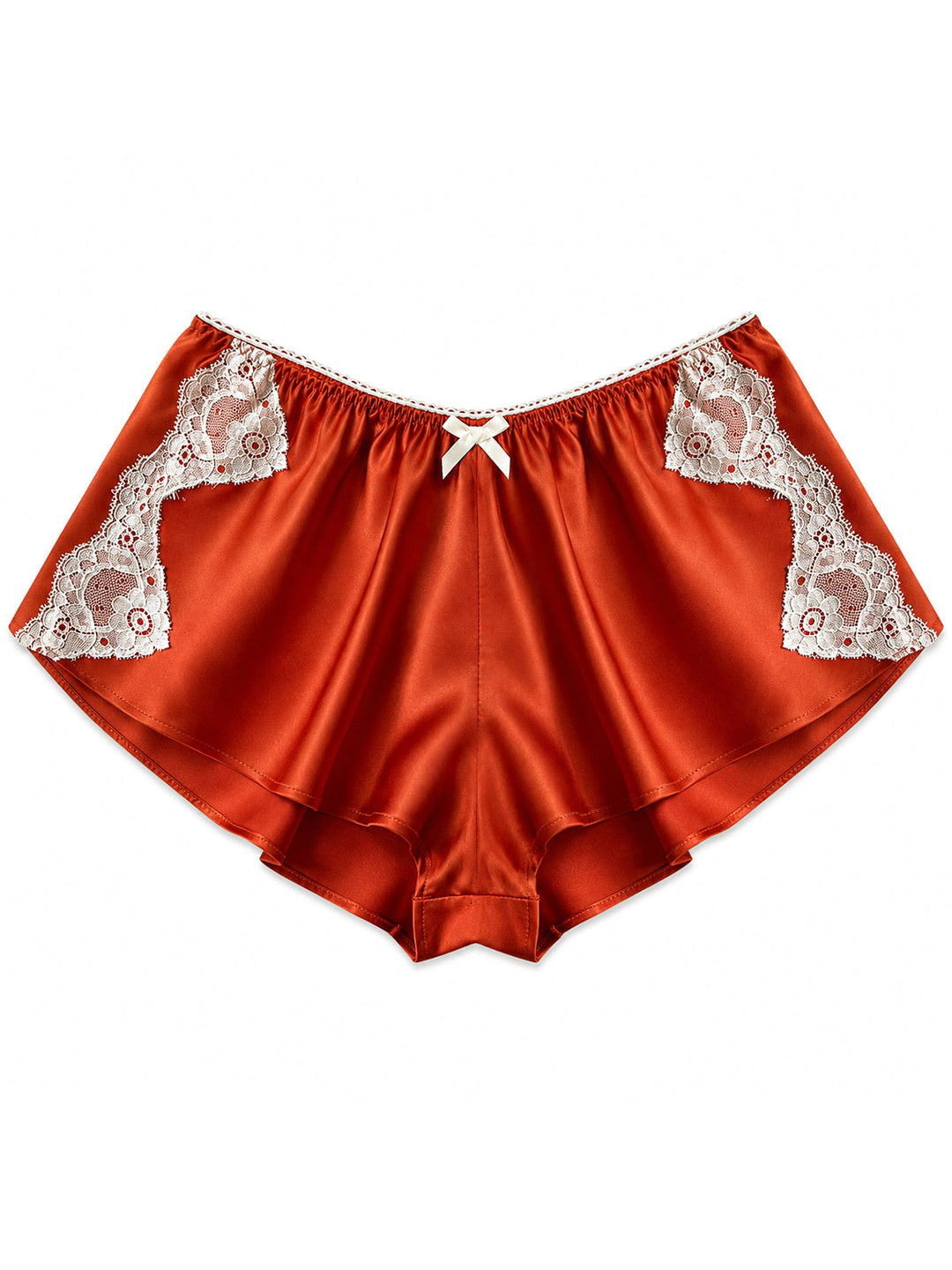 Bella orange organic bamboo French knicker with lace trim - sustainable luxury lingerie by Ayten Gasson