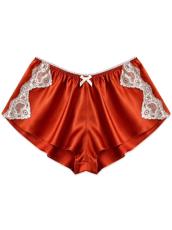 Bella orange organic bamboo French knicker with lace trim - sustainable luxury lingerie by Ayten Gasson