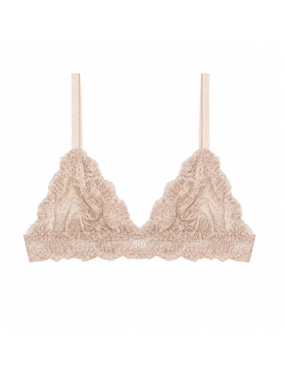 Beneath The Bloom blush lace bralette on white background - handmade luxury lingerie Brighton