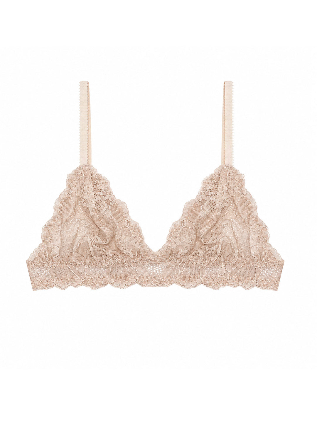 Beneath The Bloom blush lace bralette on white background - handmade luxury lingerie Brighton