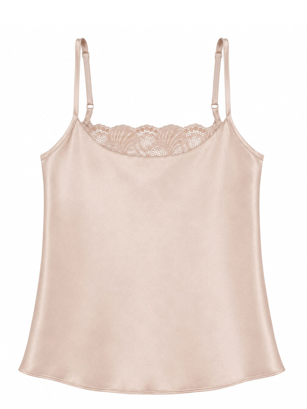 Beneath The Bloom blush silk camisole on white background - handmade luxury nightwear Brighton