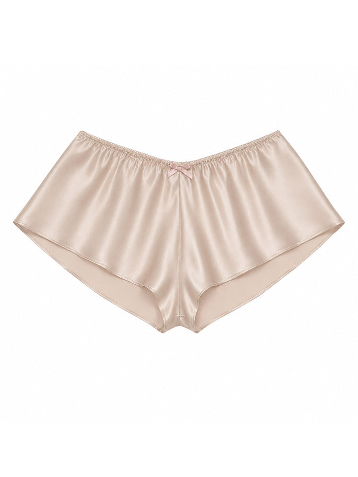 Beneath The Bloom blush silk French knicker on white background - handmade luxury lingerie Brighton