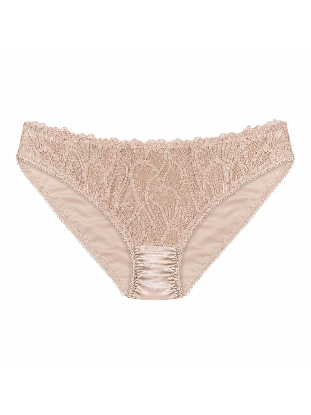 Beneath The Bloom blush silk knicker on white background - handmade luxury lingerie Brighton