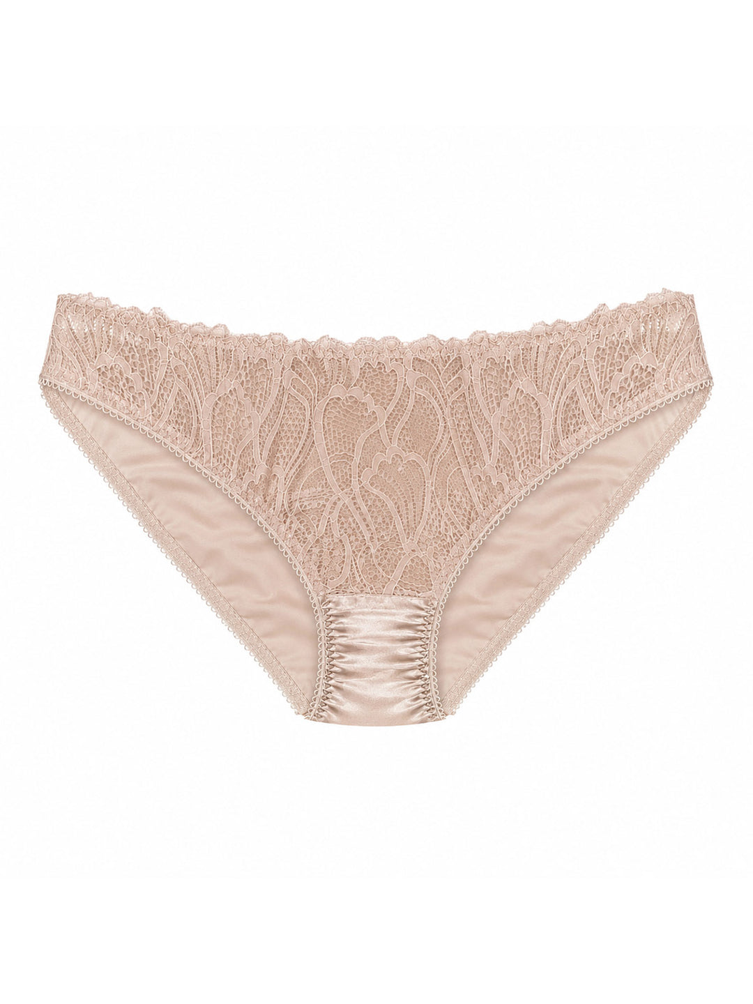 Beneath The Bloom blush silk knicker on white background - handmade luxury lingerie Brighton