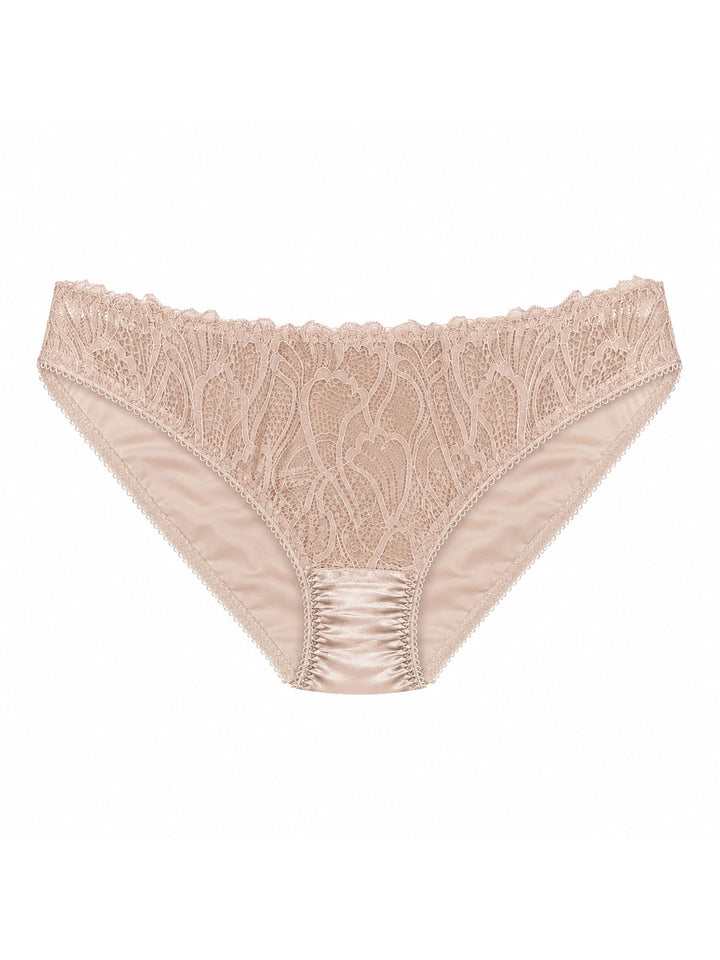 Beneath The Bloom blush silk knicker on white background - handmade luxury lingerie Brighton
