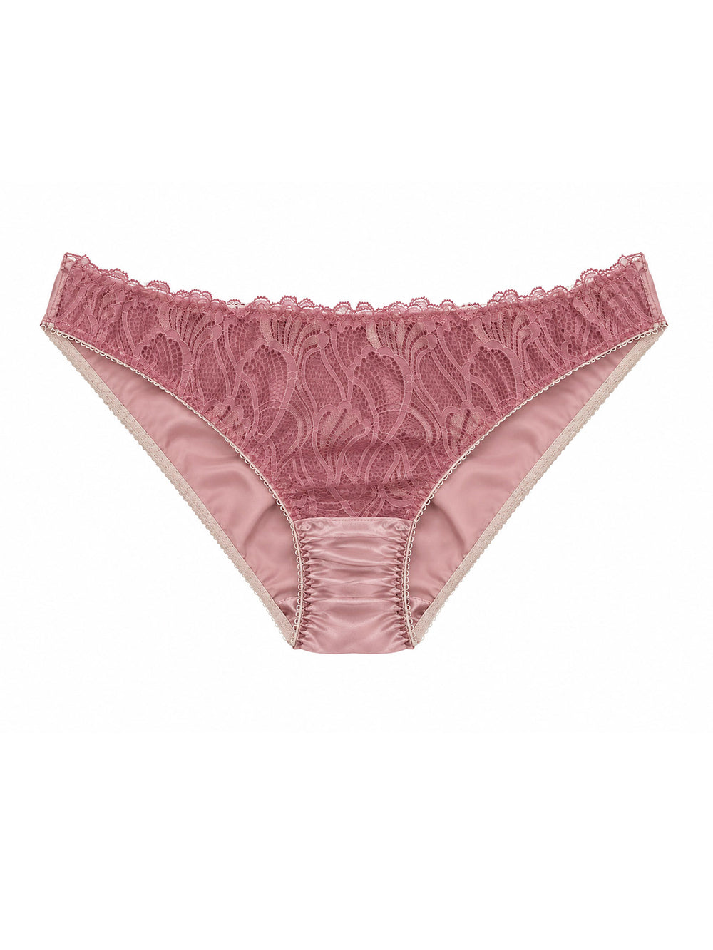 Beneath The Bloom rose silk knicker on white background - handmade luxury lingerie Brighton