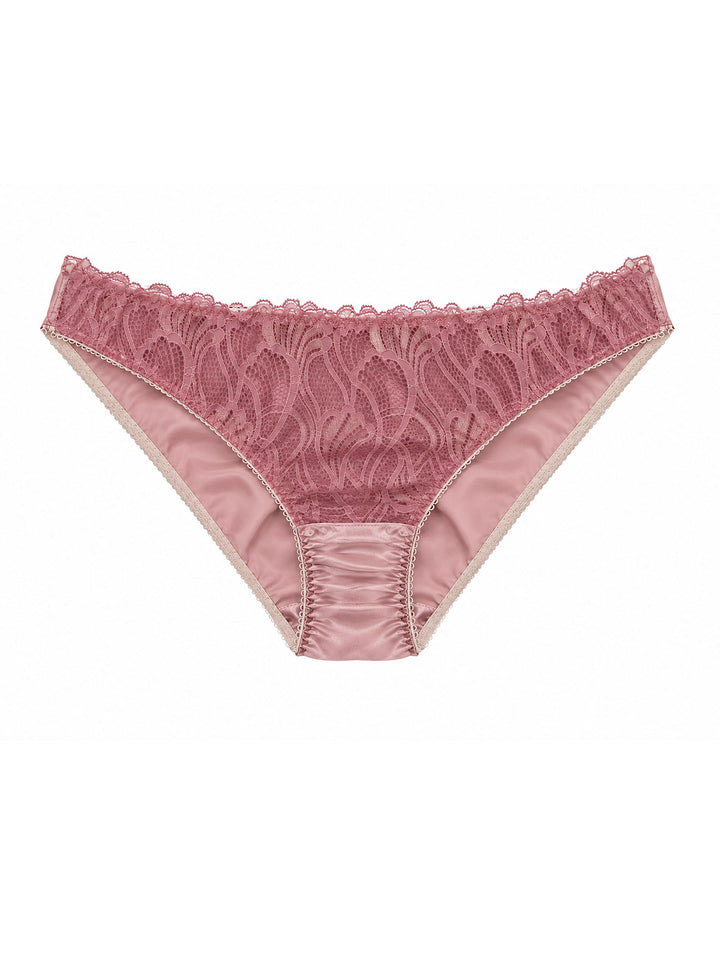 Beneath The Bloom rose silk knicker on white background - handmade luxury lingerie Brighton