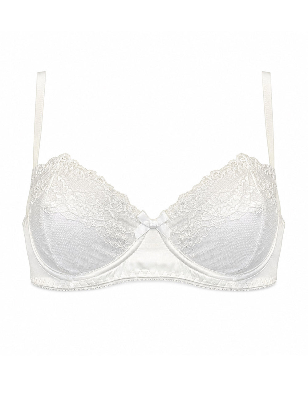 Luxury white silk underwire bra with Oeko-Tex lace and adjustable gold straps - sustainable handmade lingerie
