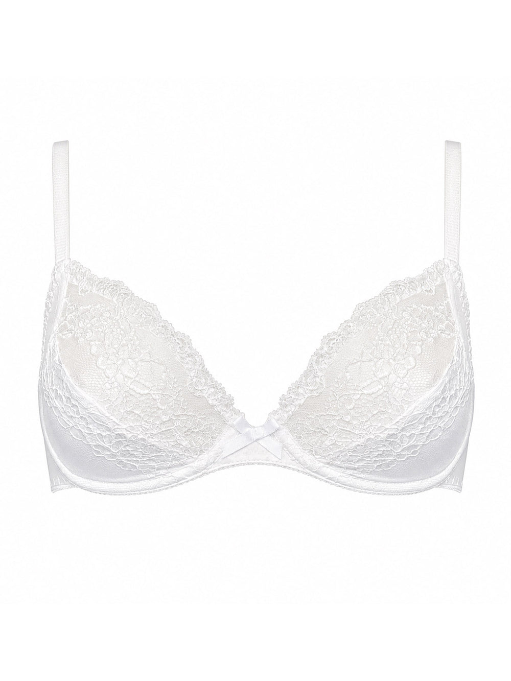 Luxury white silk underwire plunge bra with gold adjustable straps - sustainable handmade lingerie made in UK
