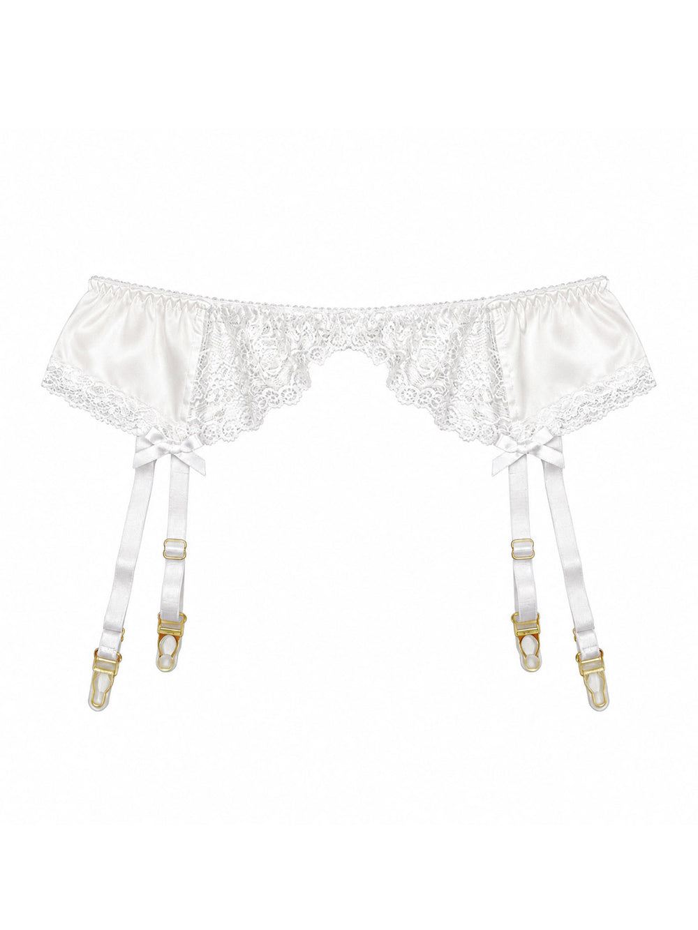 White silk and lace suspender belt with Oeko-Tex certified materials - sustainable luxury lingerie by Ayten Gasson