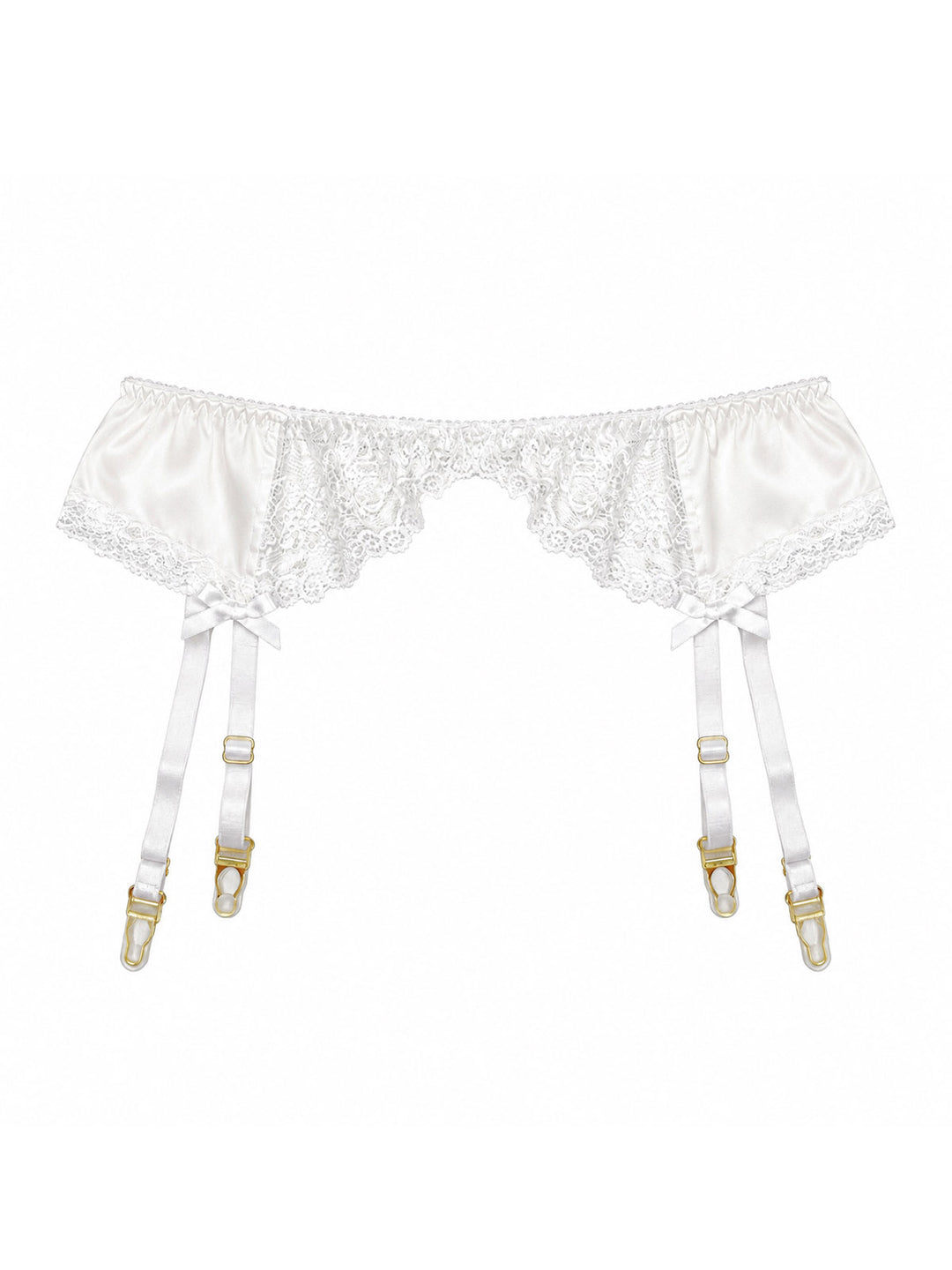 White silk and lace suspender belt with Oeko-Tex certified materials - sustainable luxury lingerie by Ayten Gasson