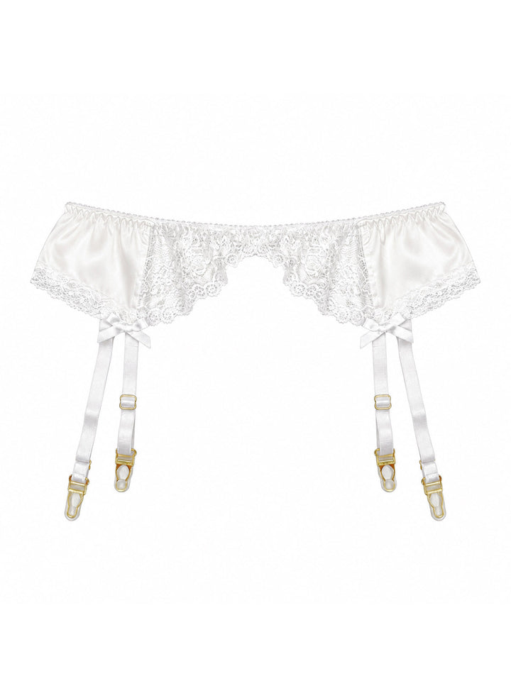 White silk and lace suspender belt with Oeko-Tex certified materials - sustainable luxury lingerie by Ayten Gasson