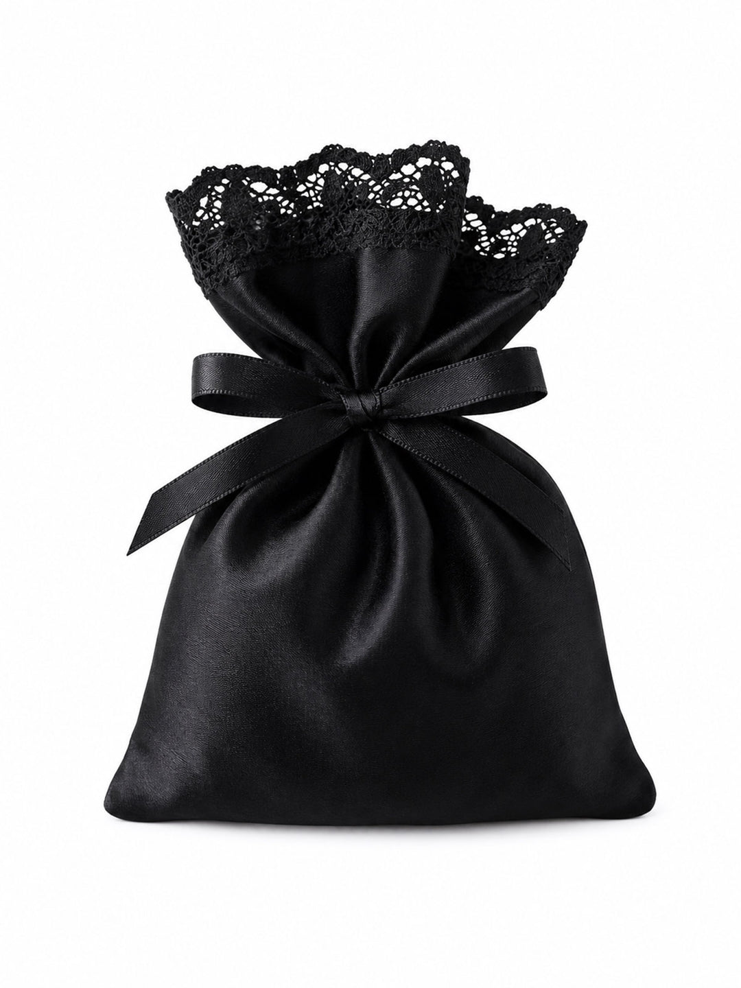 Nina black silk lavender bag with satin ribbon - handmade luxury aromatherapy gift by Ayten Gasson Brighton