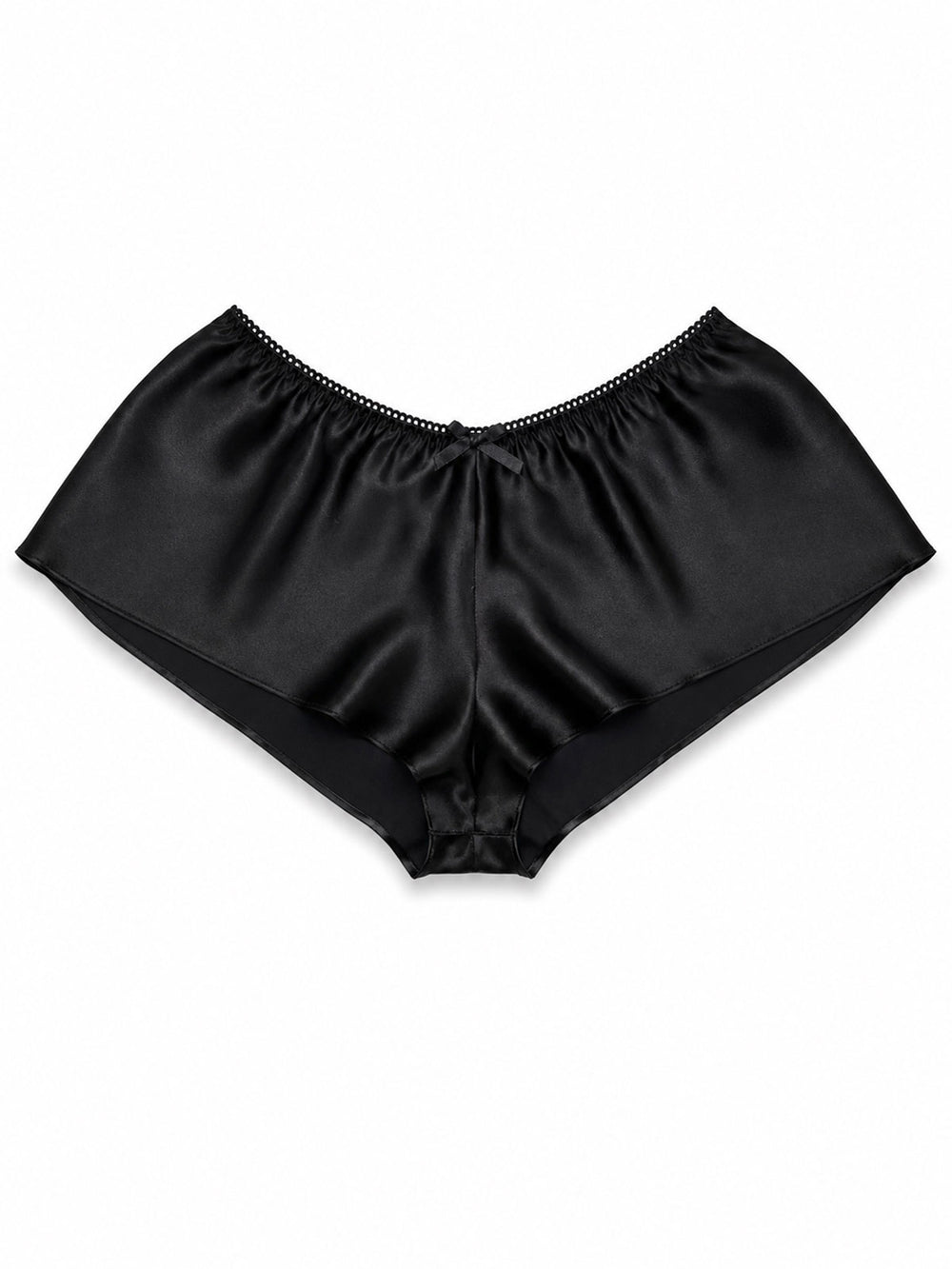 Luxury black silk French knicker with low-rise fit and satin bow - handmade silk lingerie