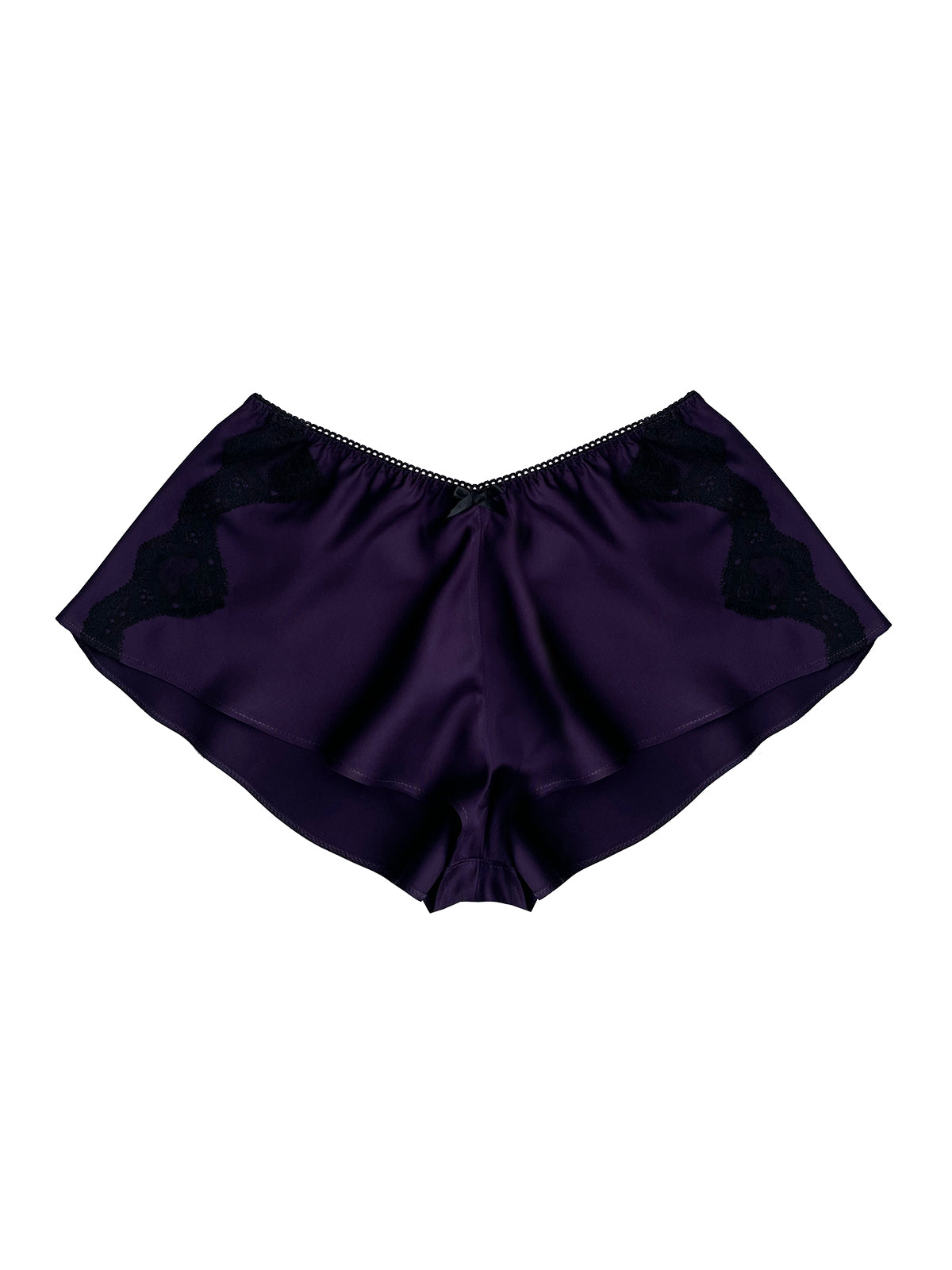 Eco-friendly plum bamboo knicker, biodegradable and vegan, featuring exquisite floral lace detailing