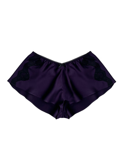 Eco-friendly plum bamboo knicker, biodegradable and vegan, featuring exquisite floral lace detailing