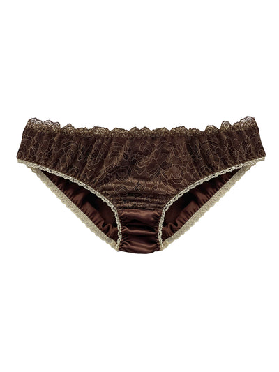 Coco Brown Silk and Lace Knicker by Ayten Gasson
