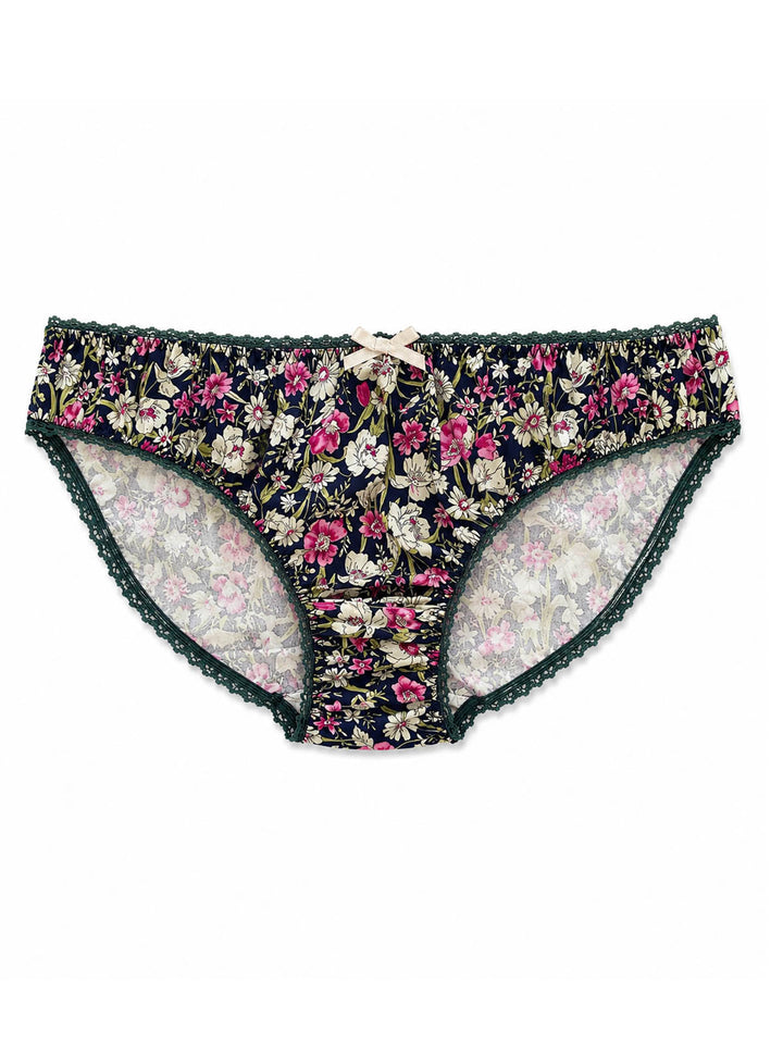 Country Garden Cotton Knicker - Navy by Ayten Gasson