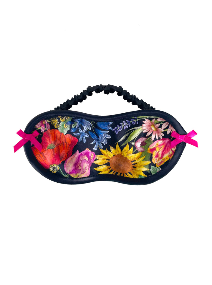 Floral Muse Liberty London silk eye mask with floral print - handmade luxury sleep mask by Ayten Gasson