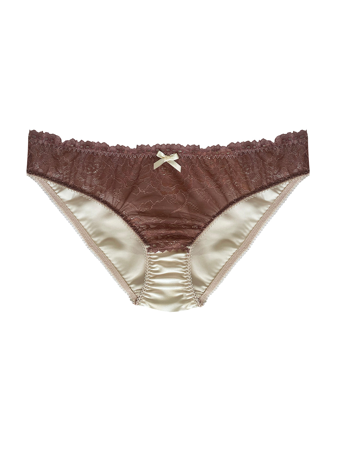Hailey brown lace and silk knicker - handmade luxury lingerie by Ayten Gasson