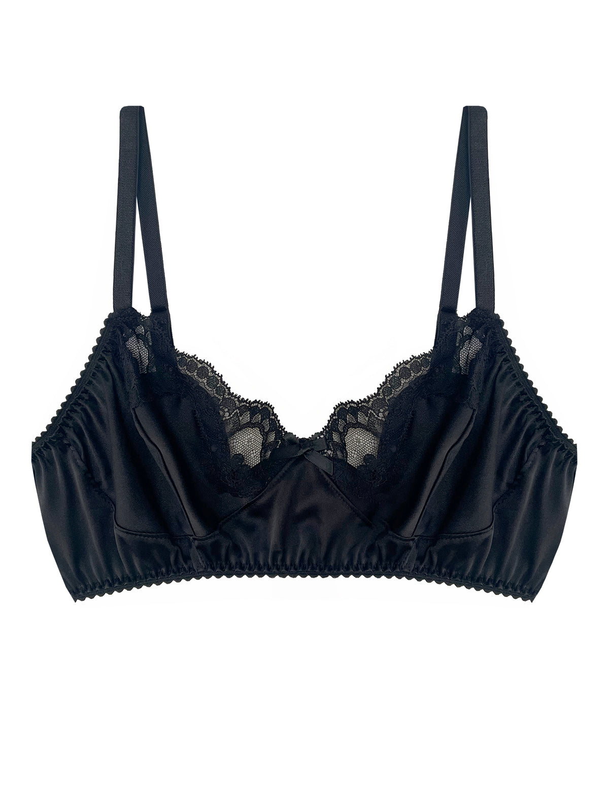 Harper Black Silk & Lace Non Wired Bra on a white background