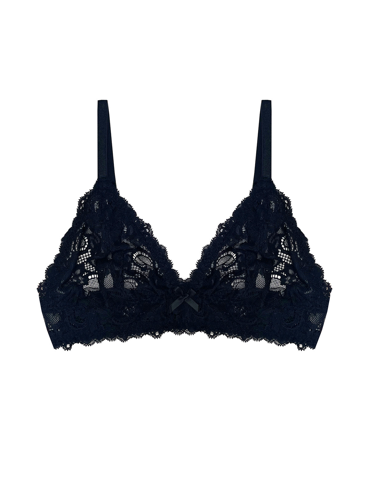 Black lace Luna bralette by Ayten Gasson on a white background