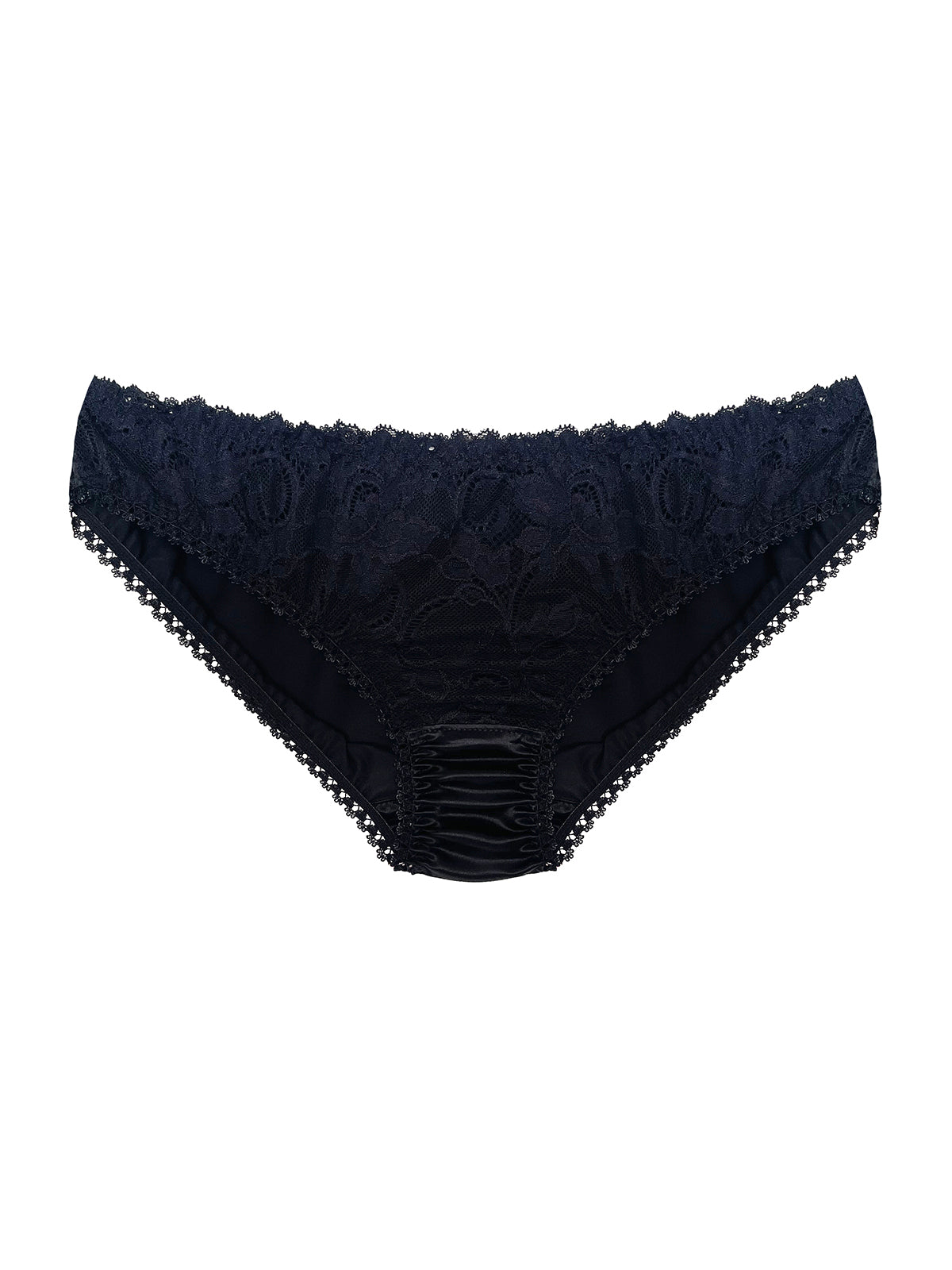 Luna Black Silk & Lace Knicker underwear on a white background