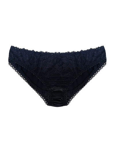 Luna Black Silk & Lace Knicker underwear on a white background