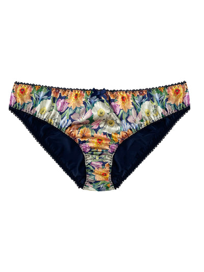 Floral-patterned Melody Bloom Liberty Silk Knicker on a white background