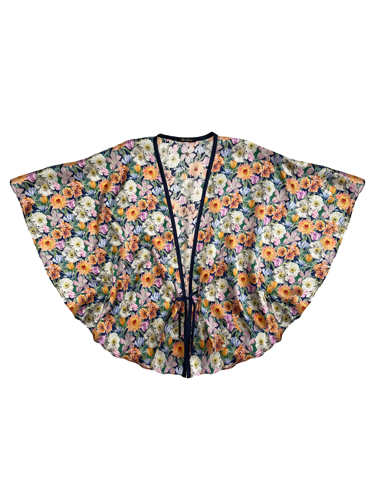 Navy Melody Bloom Bed Jacket by Ayten Gasson