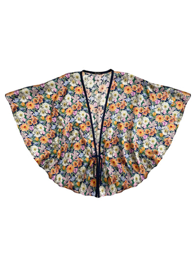 Navy Melody Bloom Bed Jacket by Ayten Gasson