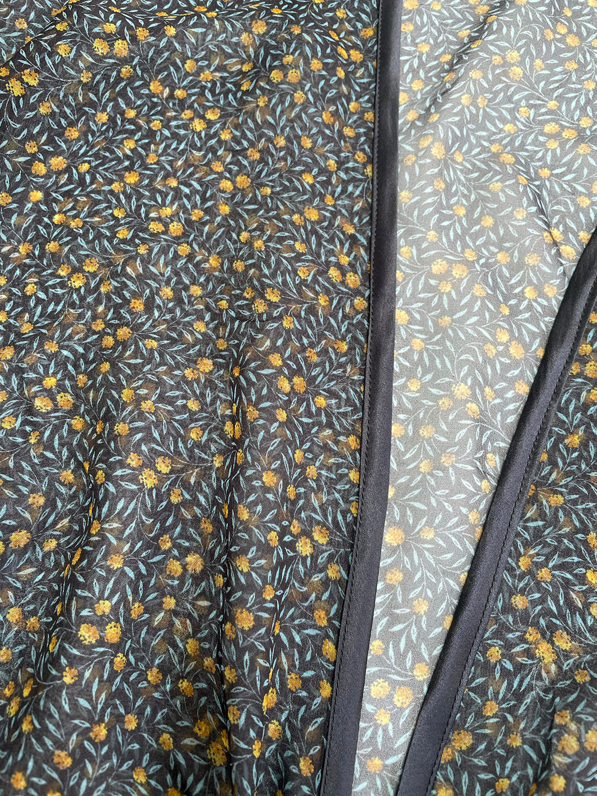 Close-up of the Myrtle Chiffon Liberty Silk Bed Jacket