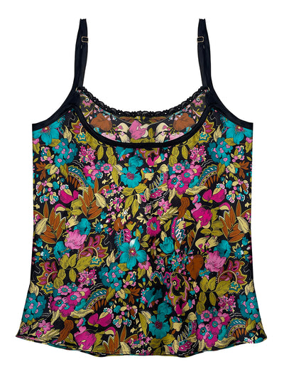 Colorful floral patterned camisole on a white background