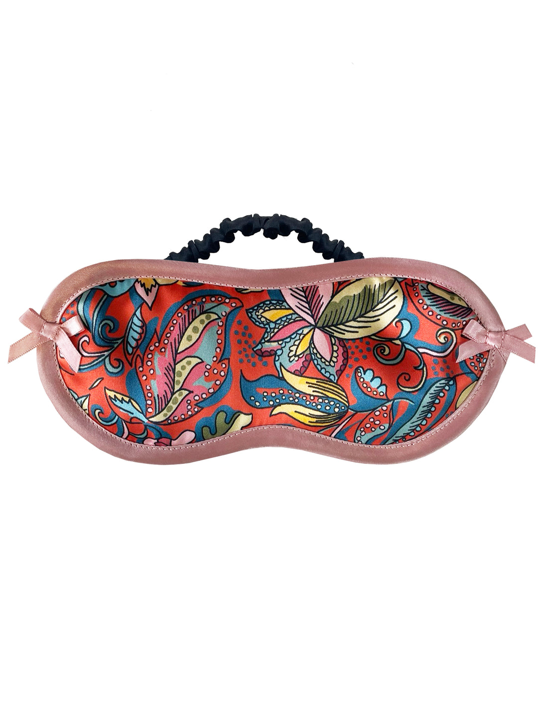 Passion Flower Liberty London silk eye mask with vibrant floral print - handmade luxury sleep mask by Ayten Gasson